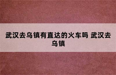 武汉去乌镇有直达的火车吗 武汉去乌镇